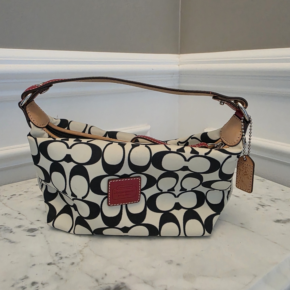 Coach Black and White Signature Canvas Mini Bag